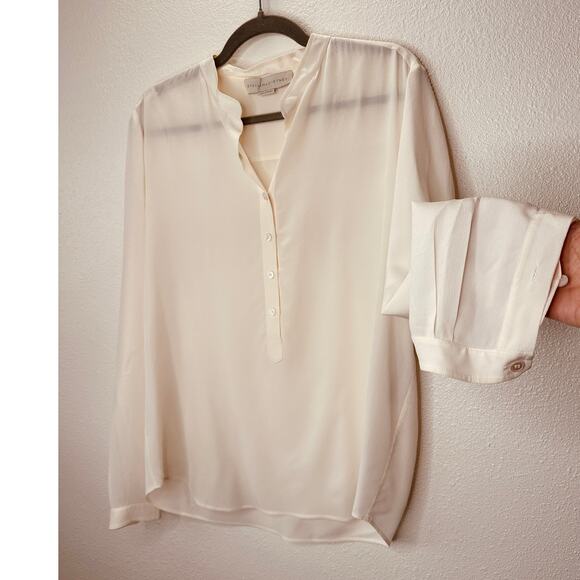 Stella McCartney Eva Cream Silk 3/4 Button Mandarin Collar Blouse 42 / M - Picture 6 of 16